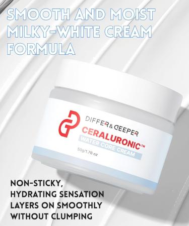 Differ&Deeper Ceraluronic Water Core Cream 1.76 oz - Hydrating Korean Skincare with 10 Hyaluronic Acids & Ceramides Lightweight & Non-Greasy International Shipping Available - Buy Online on GoSupps.com