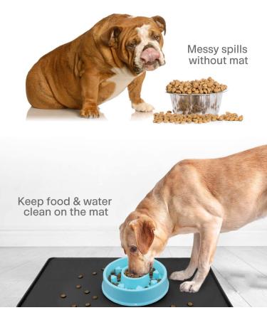 Taglory Dog Bowl Mat - Non Slip Silicone Pet Food Mat for Large Dogs and Cats - Black - 21 x 14.5 - Buy Online on GoSupps.com