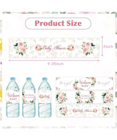 24 Pink Floral Baby Shower Water Bottle Labels - 3 Styles, Waterproof & Stylish Baby Girl Party Decorations - Buy Online on GoSupps.com
