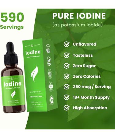 Iodine Drops - Vegan Liquid Supplement for Thyroid Health & Hormone Balance - 1-2 Year Supply - Tasteless Formula with Higher Absorption - 590 Servings - Buy Online on GoSupps.com