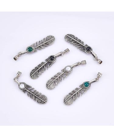 CHGCRAFT 6 PCS Feather Charms Pendants - DIY Metal Bolo Tie Tips for Bracelet Necklace Making - 57mm Antique Silver - Buy Online on GoSupps.com
