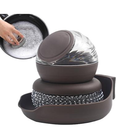 Dish Brush with Soap Dispenser - Dishwashing Brush with Soap Dispenser Heavy Duty Dishwashing Brushes Replaceable Brush Head Stain Removal Brushes Kitchen Dish Scrub Brush Brown - Buy Online on GoSupps.com