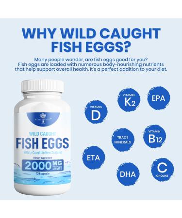 Wild Caught Fish Eggs 2 000mg - Omega 3 Supplement for Eye Brain Health Supports Immunity Bones and Teeth Mood Support with Omega 3-6-9 Fish Egg Capsules - Buy Online on GoSupps.com