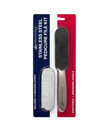 Americanails Stainless Steel Pedicure File Kit with EasyPeel Abrasive Strips