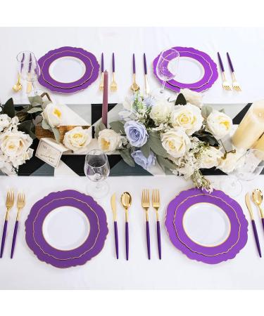 90 PCS Gold Plastic Silverware with Purple Handle - Heavyweight Disposable Flatware Set - Includes 30 Forks, 30 Spoons, 30 Knives - TL02 - Buy Online on GoSupps.com