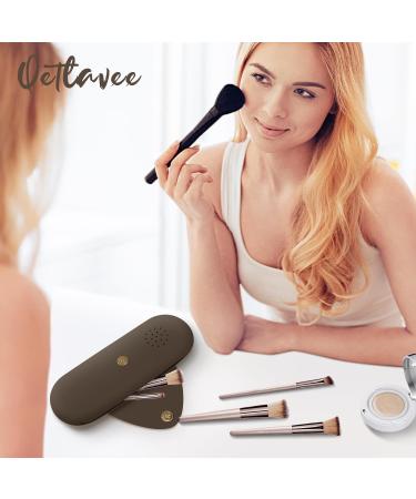 Qetlavee Silicone Makeup Bag & Brush Container Set | Portable Travel Essentials with Magnetic Snap Design (Brown) - Buy Online on GoSupps.com