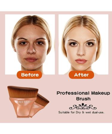 Foundation Makeup Brush Angled Kabuki Face Blush Liquid Powder Foundation Brush for Blending Flawless Liquid Cream or Setting Powder Cosmetics with Bonus Protective Case (Rose Gold) - Buy Online on GoSupps.com