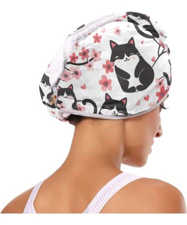 Cherry Blossom Cat Hair Towel 2 Pack | Super Absorbent Quick Dry Hair Turbans for Women & Girls | Best Hair Drying Towels - Buy Online on GoSupps.com