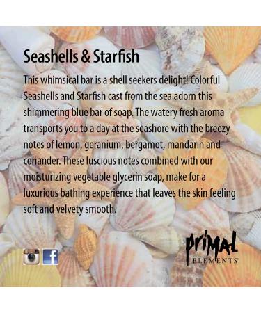 Primal Elements Seashells & Starfish Sliced Soap Bar - Handmade Natural Glycerin Rich Formula - 5.8 oz - Buy Online on GoSupps.com