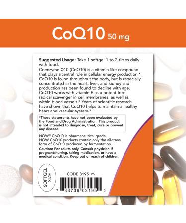Now Foods CoQ10 50 mg - 200 Softgels | Supports Heart Health & Energy - Buy Online on GoSupps.com