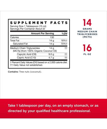 Jarrow Formulas Organic MCT Oil Unflavored 16 fl oz (473 ml) - Buy Online on GoSupps.com