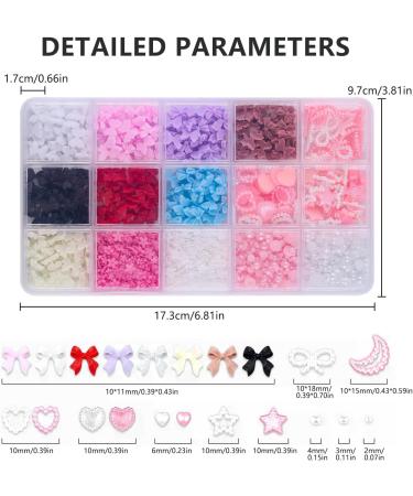 3D Nail Art Gem Kit - Acrylic Butterfly White Flowers Bear Star AB Crystals Cute Nail Charms 3Box Jewelry & Crafting Accessories with Tweezer - Buy Online on GoSupps.com