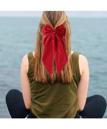 Big Hair Bows Bow Hair Clips Multifunctional Hair Ribbon Bow Clips with Spring Metal Hair Clip Hair Bows for Women Girls Birthdays Day Wine Red - Buy Online on GoSupps.com