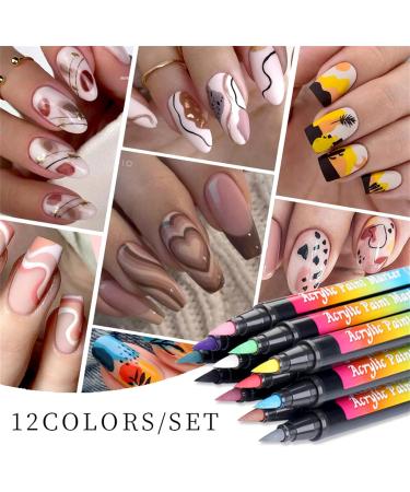 RoseFlower 12 Color 3D Nail Art Pens Set Acrylic Paint Pens Nail Art Painting Pen Nail Art Graffiti Pen Quick-drying Waterproof Nail Point Graffiti Dotting Pen for Nail DIY Dot Line Flower Pattern#2 - Buy Online on GoSupps.com