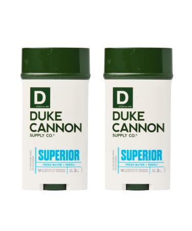 Duke Cannon Supply Co. Aluminum-Free Deodorant for Men 3 oz. Superior 2 Pack - Unique Masculine Scent Odor Control & Soothe Skin FreshWater & Neroli 1.5 Fl Oz (Pack of 2)