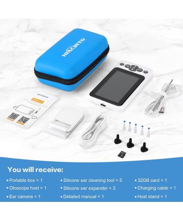 AI Intelligent Visual Digital Otoscope Hiacinto | Ear Wax Removal Tool 4.5 IPS Screen Camera | Gyroscope & Recording | 32GB Card & Cleaning Kits - Buy Online on GoSupps.com