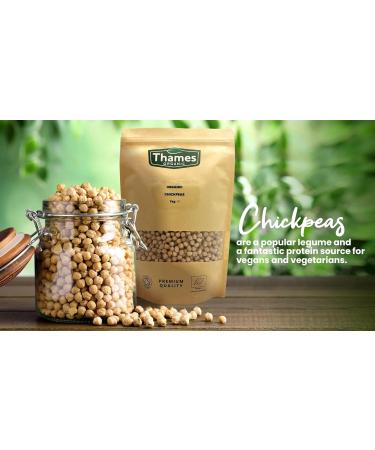 Organic Chickpeas - High Fiber High Protein Snack - Raw Vegan Non-GMO - No Additives No Preservatives - Perfect for Salads Soups Curries - Thames Organic 1kg 1 kg (Pack of 1) - Buy Online on GoSupps.com