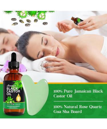 Organic Jamaican Black Castor Oil & Jade Gua Sha Tool - 100% Pure Cold Pressed Massage Oil for Skin Care - 2.02 fl oz - Buy Online on GoSupps.com