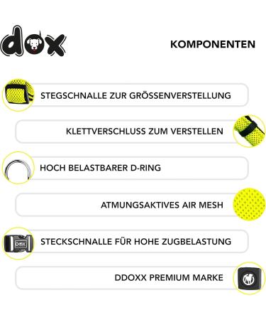 DDOXX Air Mesh Step-In Dog Harness - Adjustable Yellow Puppy Harness for All Sizes - L (65-99 cm) - Perfect for Comfort & Control - Buy Online on GoSupps.com