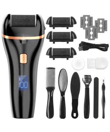 Electric Feet Callus Remover  Rechargeable Foot File Pedicure Kits  Waterproof Foot Scrubber Pedicure Tools for Dead Skin & Cracked Heel with 3 Roller Heads.
