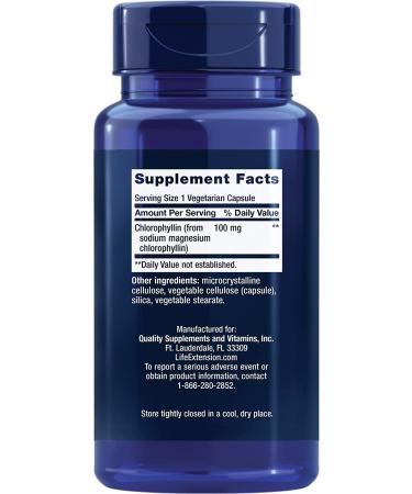 Life Extension Chlorophyllin 100 mg - 100 Vegetarian Capsules for Detox & Wellness - Buy Online on GoSupps.com