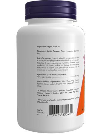 Now Foods Alpha Lipoic Acid 250mg 120cap Unflavored 120 count (Pack of 1) - Buy Online on GoSupps.com