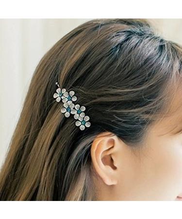 Aneneiceera Crystal Flower Hair Clip Black Hair Clip One Word Clip Rhinestone Hair Pin Headwear Decorative Hair Pins Headwear Bridal Hair Accessories for Women and Girls (Black)