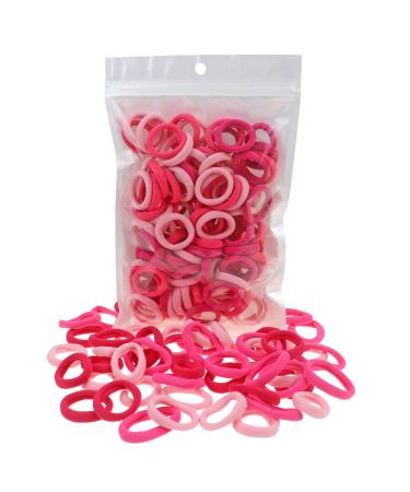 100 Pack Pink Color Nylon Elastics Hair Bands for Baby Girls' Small Hair Ropes pink shade