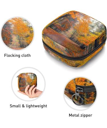 Autumn Forest Avenue Leaves Color Period Bag Sanitary Napkin Storage Travel Makeup Pouch - GIAPB 1291 - Buy Online on GoSupps.com
