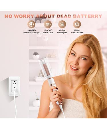 Automatic Curling Iron - 1.1 Hair Curlers with 5 Temps & Timer | Fast Heating Anti-Tangle & Dual Anti-Scald Ceramic Hair Styling Tool - Buy Online on GoSupps.com