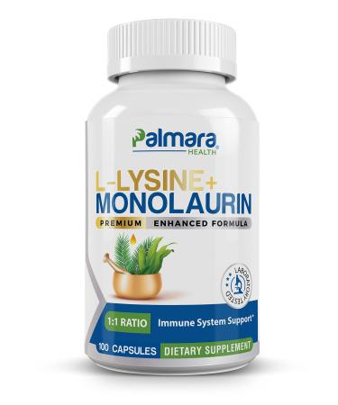 L-Lysine + Monolaurin 600mg 1:1 Ratio 1 Pack 100 Capsules