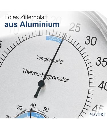 MAVORI 2in1 Stainless Steel Thermometer & Hygrometer | Analog Indoor Climate Control | Accurate Air Humidity & Temperature | 12.5cm - Buy Online on GoSupps.com