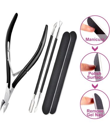 Vustjunpy Cuticle Trimmer with Cuticle Pusher Cuticle Cutter Cuticle Nipper Professional Stainless Steel Cuticle Clippers Remover Durable Pedicure Manicure Tools Black - Buy Online on GoSupps.com