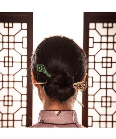 Honbay Cloisonn Vintage Hair Stick With Calla Chinese Traditional Style - Green Hair Chopsticks Hairpin - Buy Online on GoSupps.com