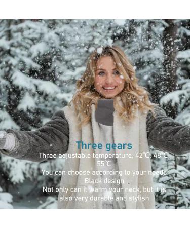 Adjustable Heating Cushions for Neck | Electric Neck Wrap Scarf with 3 Temperatures | USB Heating Wrap for Camping & Sports - Gray - Buy Online on GoSupps.com