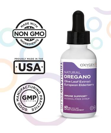 Oxygen Nutrition Triguard Oil of Oregano Drops Olive Leaf Extract Elderberry Extract Liquid Tincture Supplement 2 fl oz | Gut Health Immune Support & Energy | Alcohol-Free | Organically Grown - Buy Online on GoSupps.com