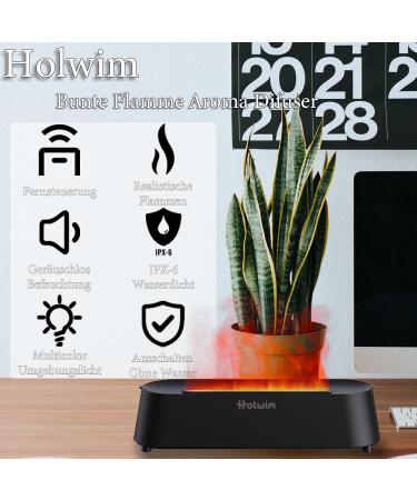 Holwim Aroma Diffuser - 200ml Essential Oil Humidifier with 7 Color Flames Remote Control & Auto Shut-off - Perfect for Home Office & Yoga - Buy Online on GoSupps.com