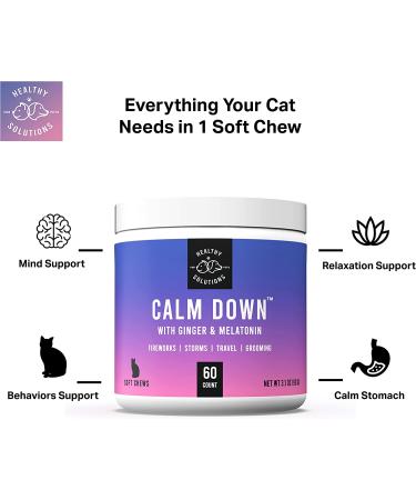 Cat Calming Treats with Melatonin for Anxiety Relief & Better Sleep - 60ct Soft Chews - Made In USA - Buy Online on GoSupps.com