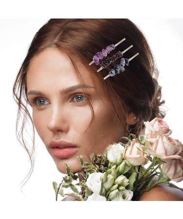 Gemstone Hair Pins Set of 15 - Crystal Bobby Pins for Women in Pink, Purple, Blue Colors - Buy Online on GoSupps.com