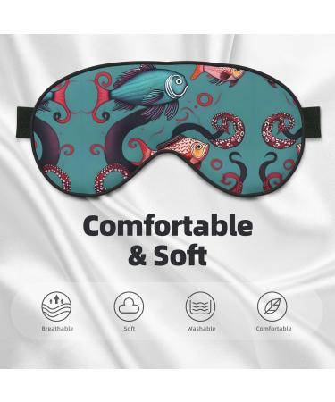 Fish & Octopus Print Double-Sided Eye Mask | Soft Light Blocking for Quality Sleep - Buy Online on GoSupps.com