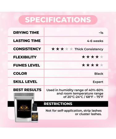 Extra Strong Eyelash Extension Glue - WYWA Lash (5ml) | Fast Drying 7 Weeks Retention Professional Black Adhesive for Extensions - Buy Online on GoSupps.com