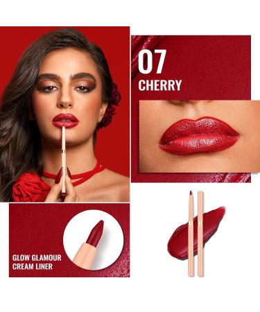 Oulac Red Retractable Lipliner Pencil 2in1 | Waterproof Smooth Long-Lasting Vegan Makeup - 07 Cherry - Buy Online on GoSupps.com