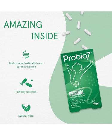 Probio7 Original | Vegan | 7 Live Strains | 4 Billion CFU + Natural Fibre | Digestive Health Supplement (40 Capsules) - Buy Online on GoSupps.com