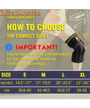 Thx4COPPER Hinged Knee Brace - Adjustable Open Patella with Dual Side Stabilizers for Men & Women - Compression Support for Knee Pain Relief - MCL ACL LCL Tendonitis Ligament - Size M (1 Pack) - Buy Online on GoSupps.com