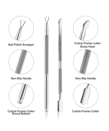 2PCS Stainless Steel Cuticle Pusher & Cutter Set - Professional Nail Care Tools with Storage Case for Manicure & Pedicure - Buy Online on GoSupps.com
