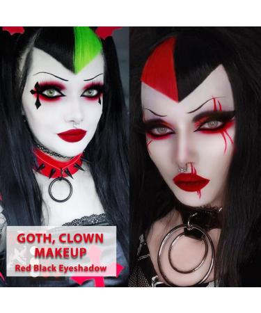 Afflano Black Red Eyeshadow Palette - Highly Pigmented Goth Clown Halloween Makeup & Joker Vampire Christmas Looks - Buy Online on GoSupps.com