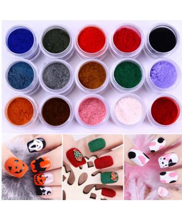 10ml Nail Powders Fuzzy Flocking Colorful Dust Manicure Nail Art Tips Nail Glitter Powder for Christmas Decoration Pink