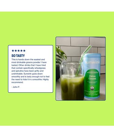 Sunwink Detox Greens Superfood Powder - Organic Gut Health & Detox Blend with Celery, Wheatgrass, Spinach, Spirulina - 20 Servings - Buy Online on GoSupps.com