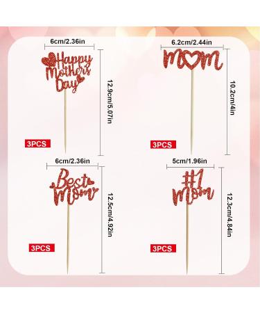 BEISHIDA 12pcs Happy Mother's Day Cupcake Toppers Best Mom Cupcake Decorations Red Cupcake Toppers for Women Mother's Day Party Decoration Party Supplies 12 pcs - Buy Online on GoSupps.com