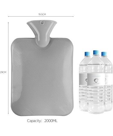 LEEVOT Hot Water Bottle Hand and Foot Warmer - 2000ml Portable Ice Compress with Gray Fluffy Cover for Comfort & Relief - Buy Online on GoSupps.com